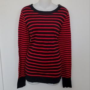 Express Red & Black Striped Sweater | Size Large